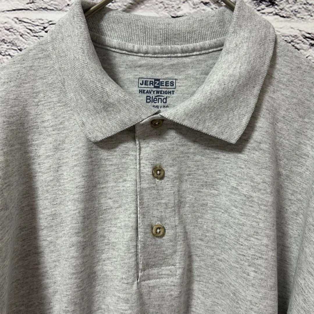 [JERZEES] Polo de manga corta para hombre, jersey blanco gris, ropa vintage