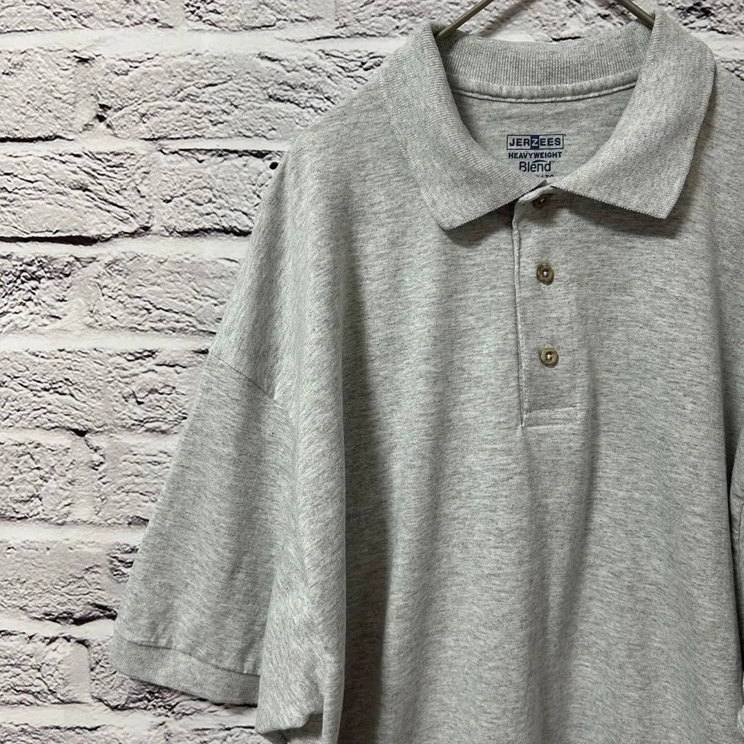 [JERZEES] Polo de manga corta para hombre, jersey blanco gris, ropa vintage