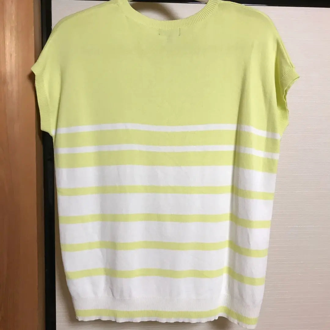 PART2 by JUNKO SHIMADA Yellow-green border summer knit top