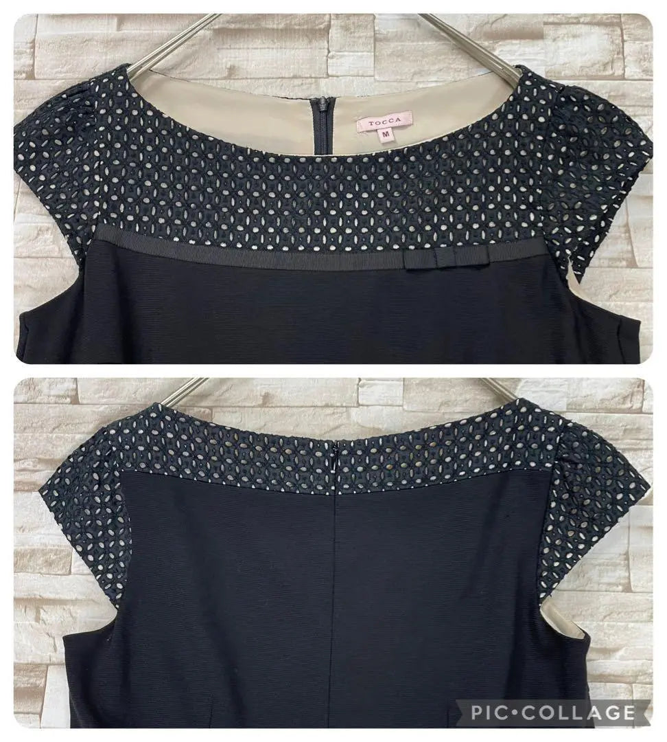 [Extremadamente hermoso] TOCCA★Vestido de encaje con flores transparente negro M