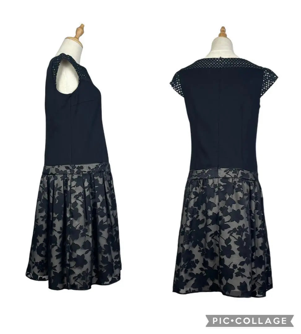 [Extremadamente hermoso] TOCCA★Vestido de encaje con flores transparente negro M