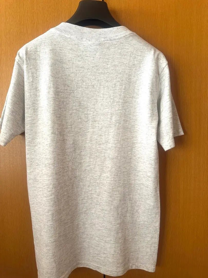 Camiseta de cuello redondo APC, manga corta, gris jaspeado, fabricada en EE. UU., S