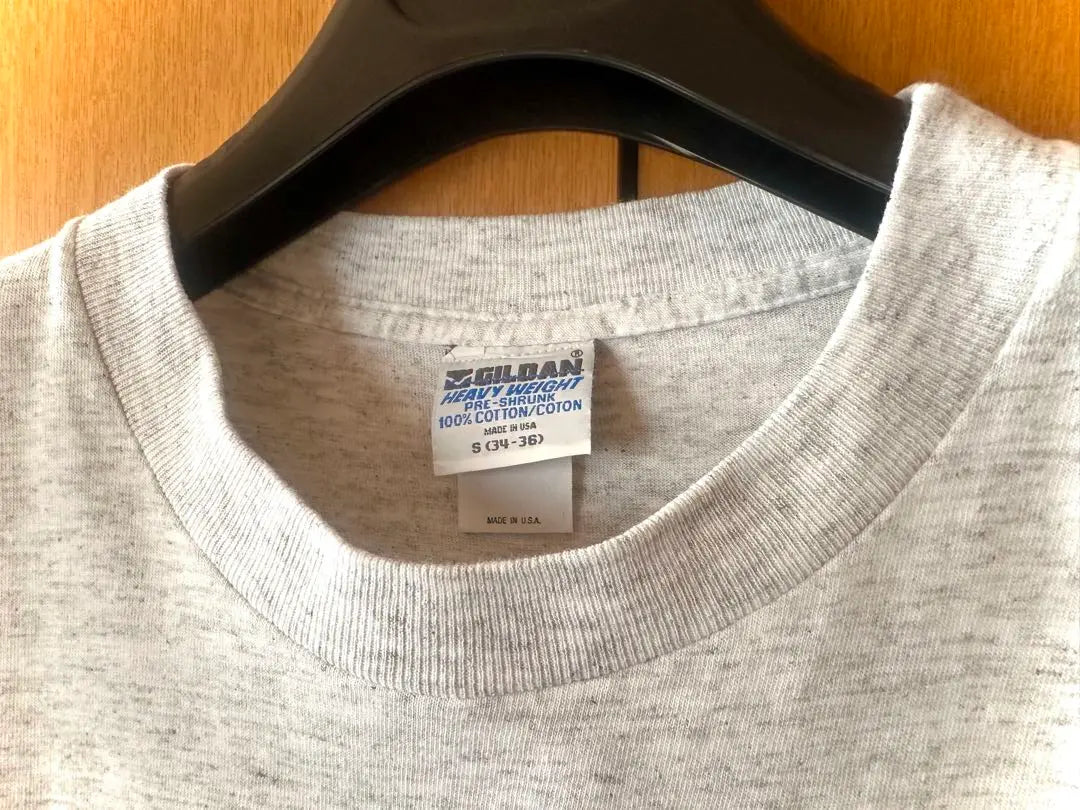 Camiseta de cuello redondo APC, manga corta, gris jaspeado, fabricada en EE. UU., S