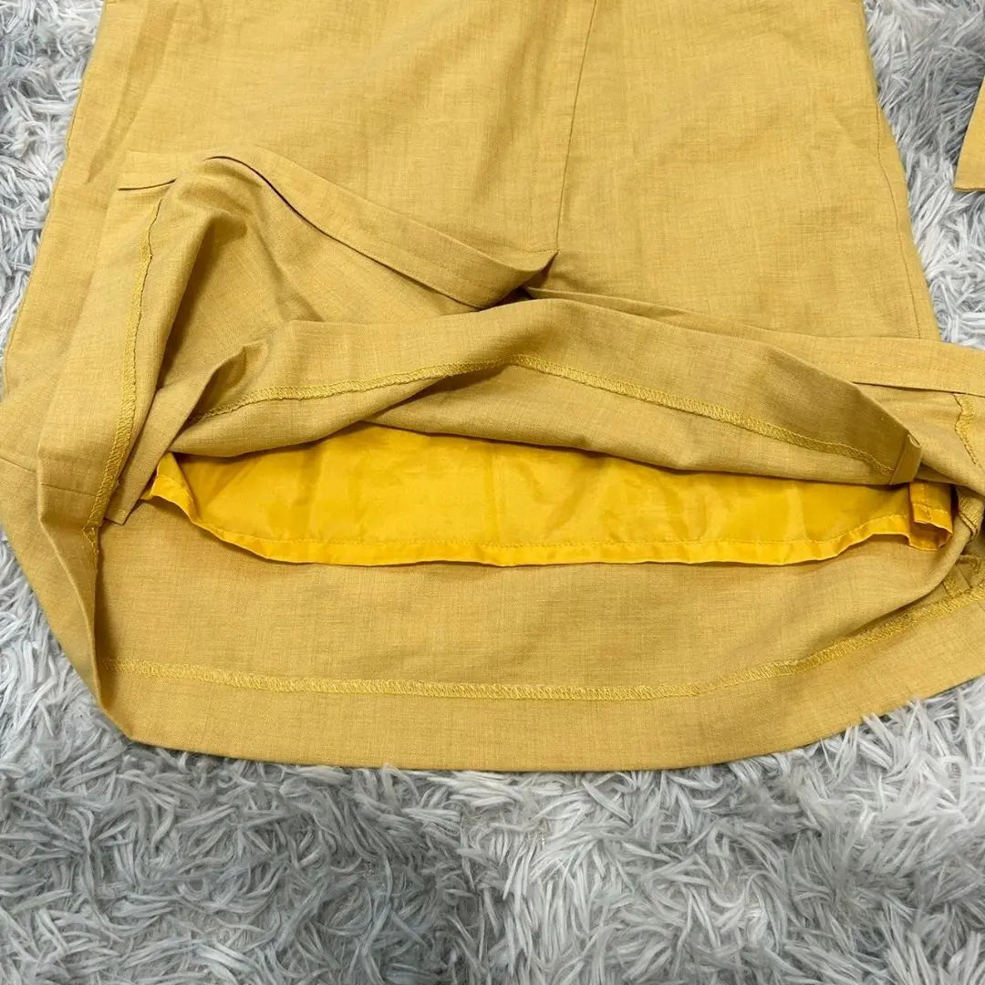 [MEDDUM] Skirt with ribbon belt, knee length, size M, mustard color