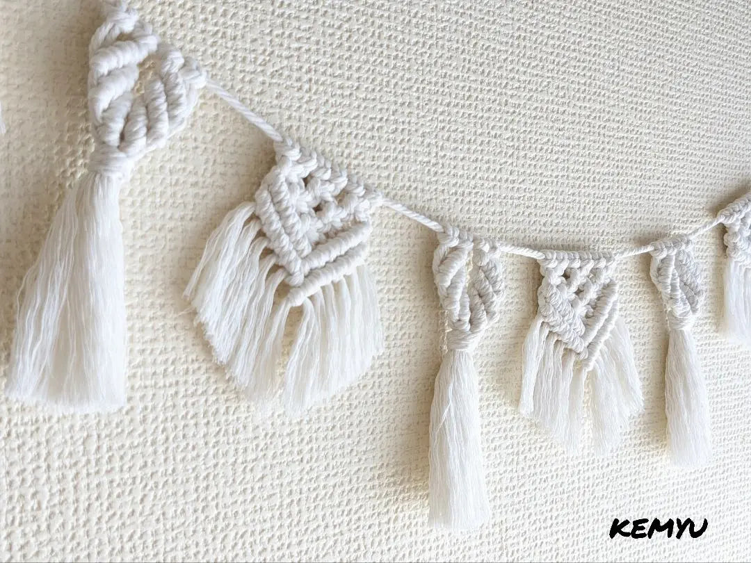 White Macrame Garland Ornament Tassel