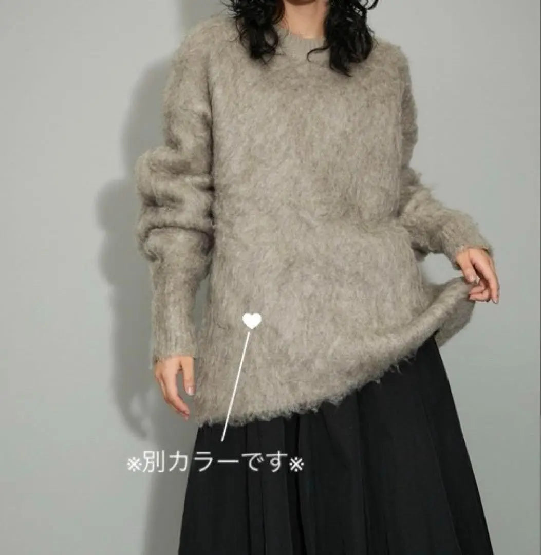 ★Good condition◆Adam Erope◆ Fur knit crew neck pullover