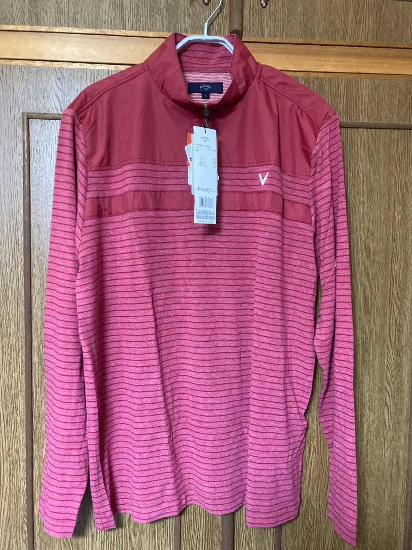 ★New★Callaway★Callaway★Border half zip high neck shirt★L