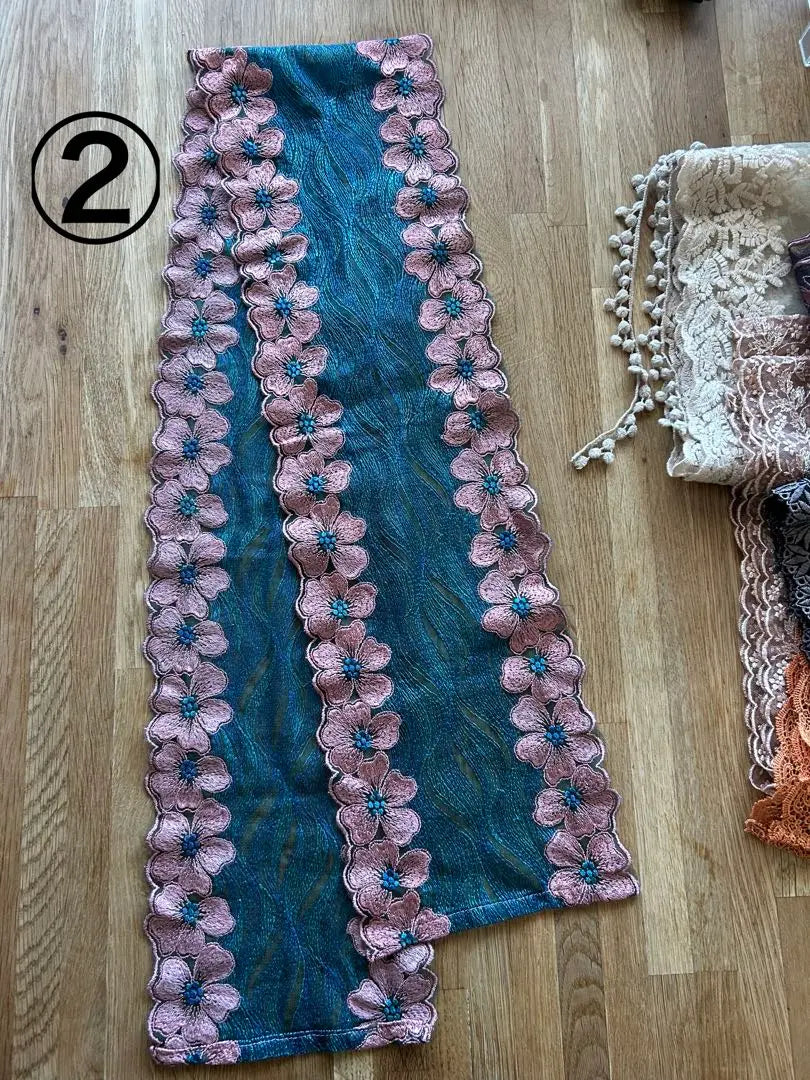 Lace scarf table center Babushka 6-piece set