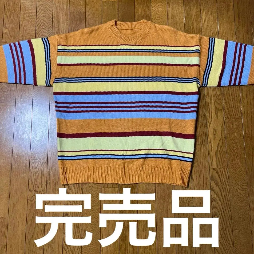 [Sold out] MGV Multi-border crew neck knit orange