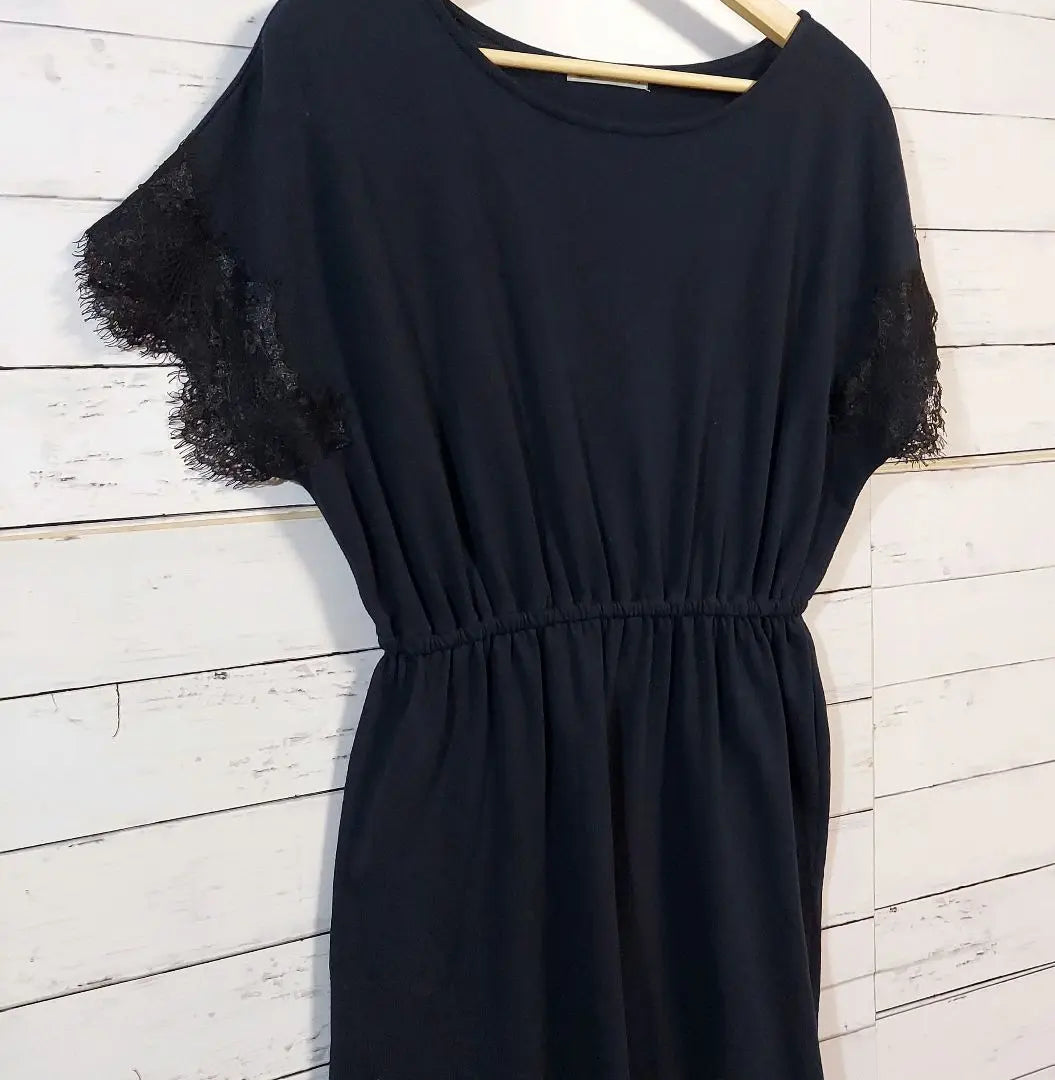 Seven Days Sunday Short Sleeve Dress Navy One-Size Size Elastic Waist