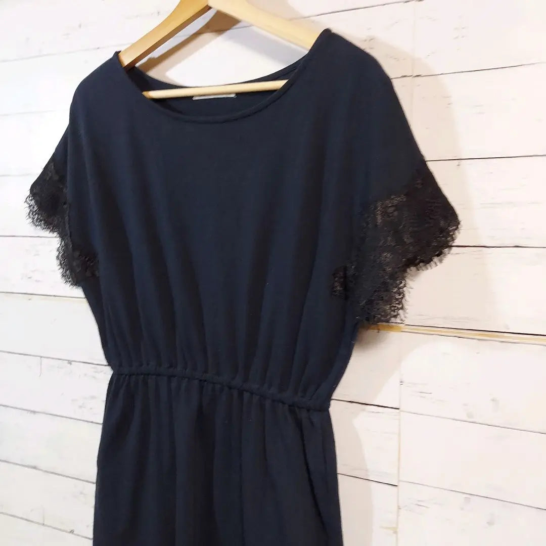 Seven Days Sunday Short Sleeve Dress Navy One-Size Size Elastic Waist