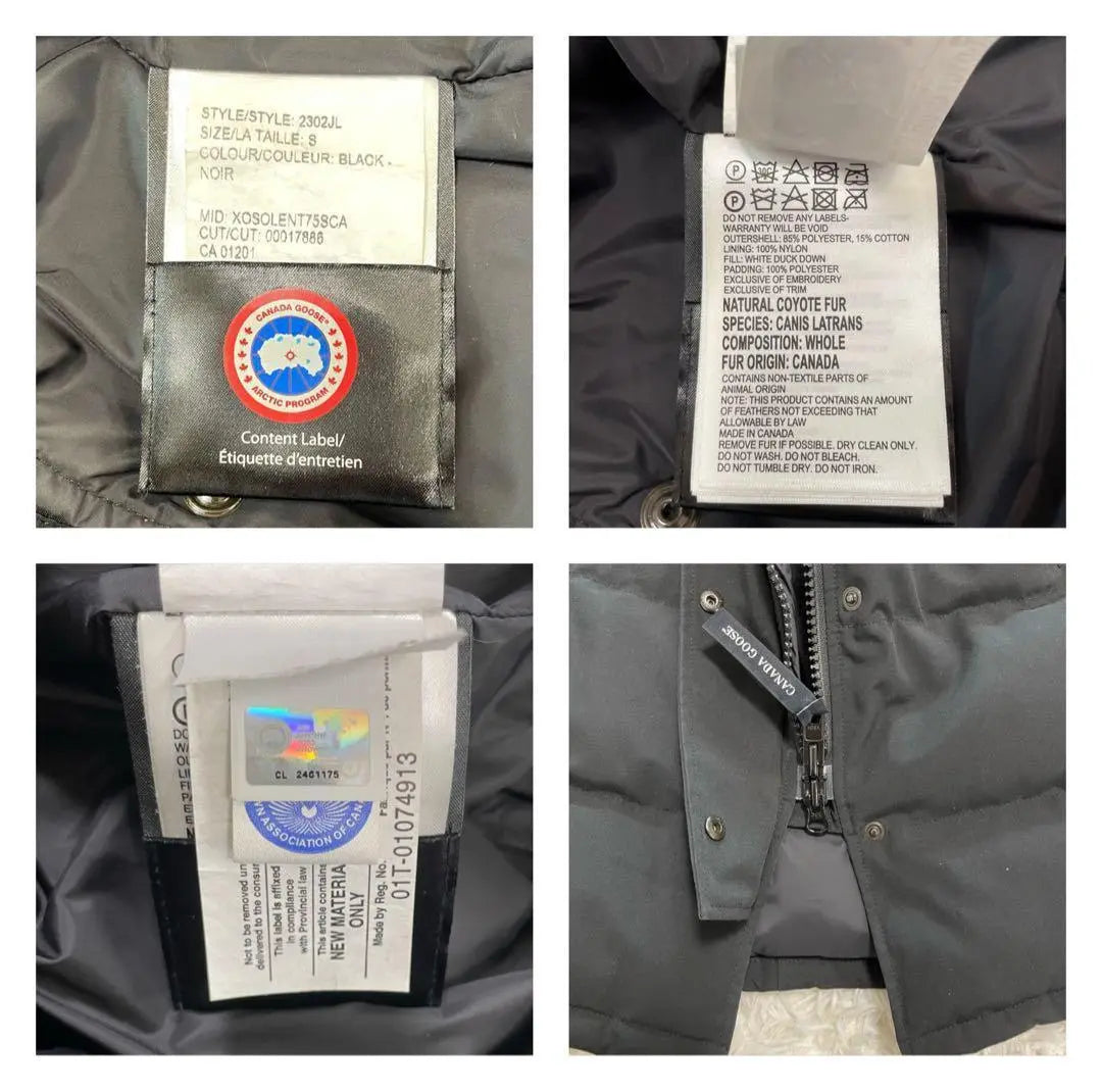 Abrigo de plumas Mackenzie de Canada Goose, talla S, parche bordado de piel negra