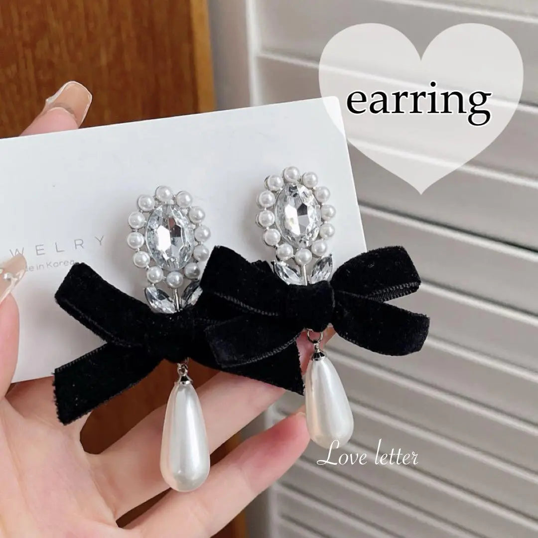 No.343A Mass-Produced Vegetable Ribbon Pearl Bijoux Earrings Korea Flower Landmine Autumn/Winter