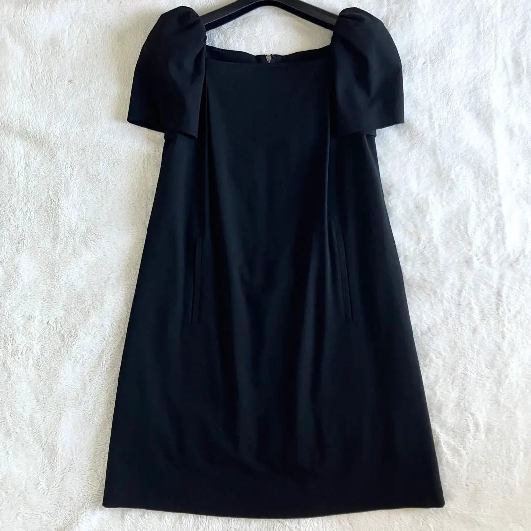 Foxy FOXEY Wool puff sleeve short sleeve dress 38 black