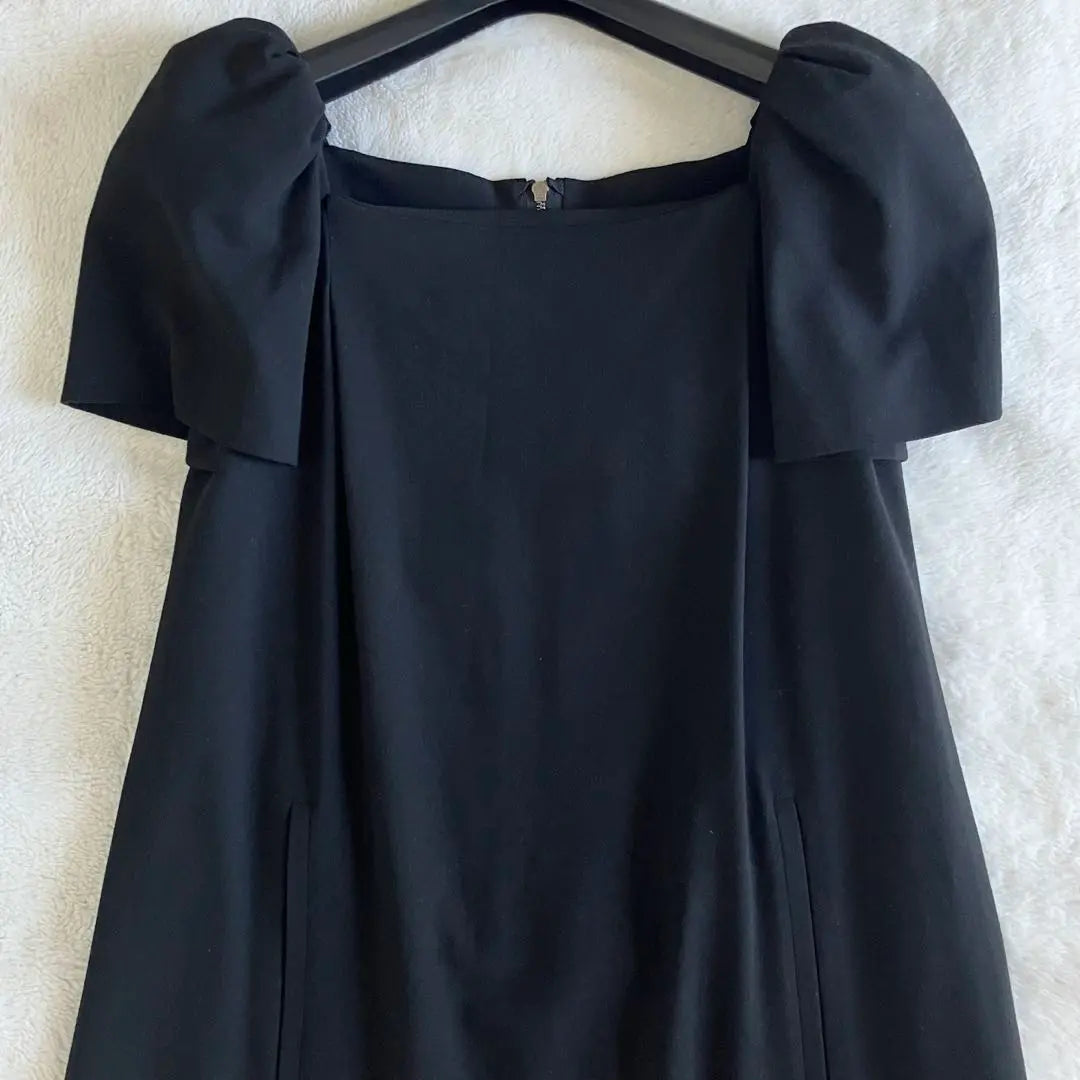 Foxy FOXEY Wool puff sleeve short sleeve dress 38 black