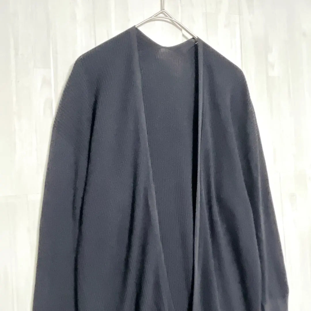 Inedo Buttonless Rib Knit Long Cardigan Black 9/M