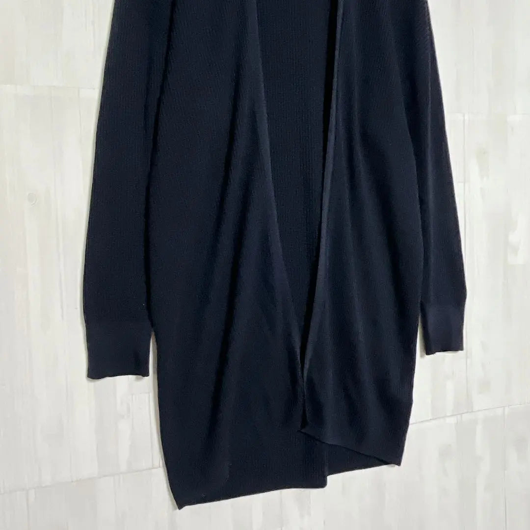 Inedo Buttonless Rib Knit Long Cardigan Black 9/M