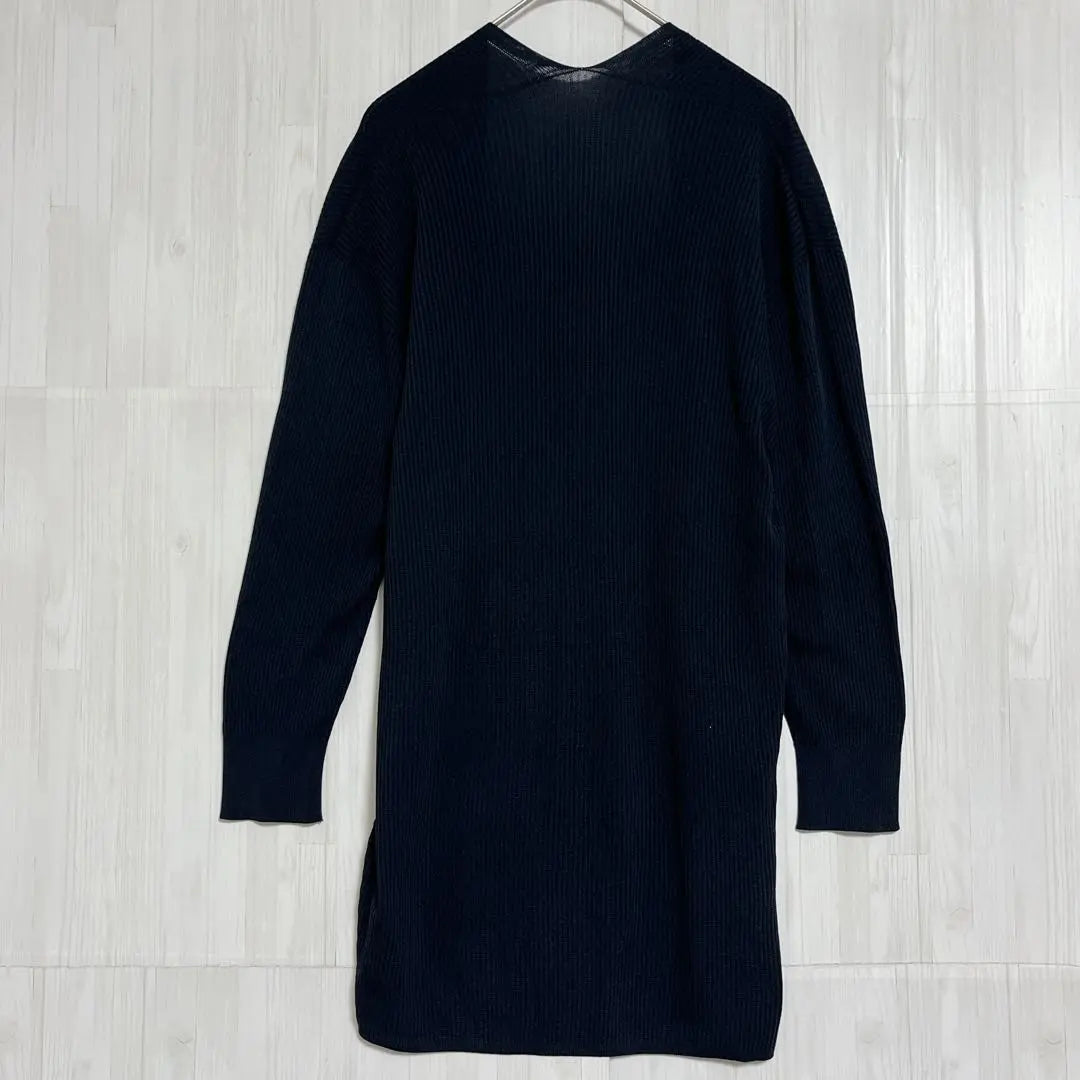 Inedo Buttonless Rib Knit Long Cardigan Black 9/M