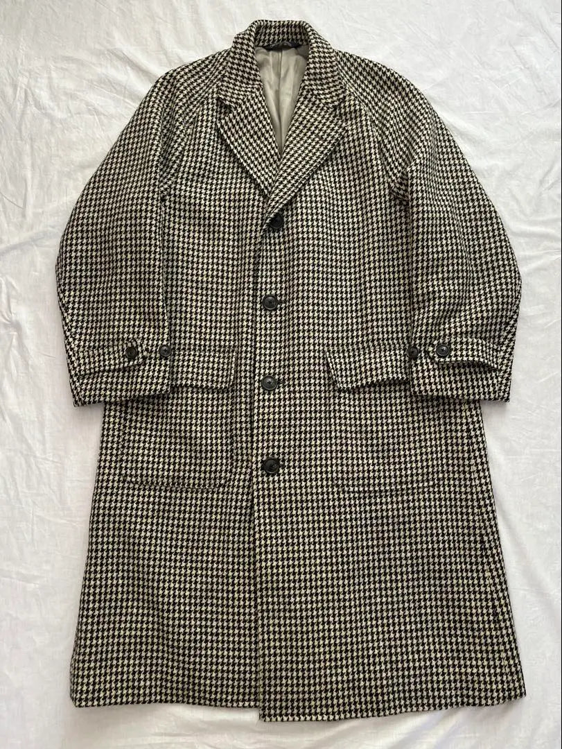 Super Rare 80s USA Made Ralph Lauren Single Sleeve Chester Coat Houndstooth