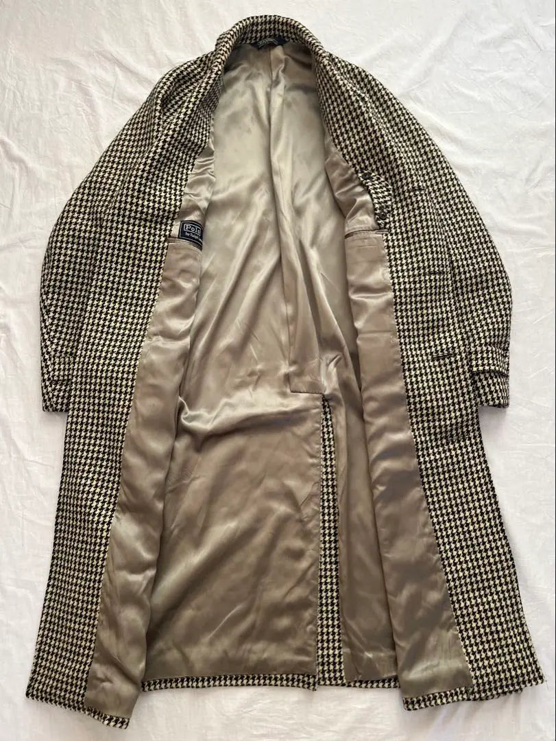 Super Rare 80s USA Made Ralph Lauren Single Sleeve Chester Coat Houndstooth