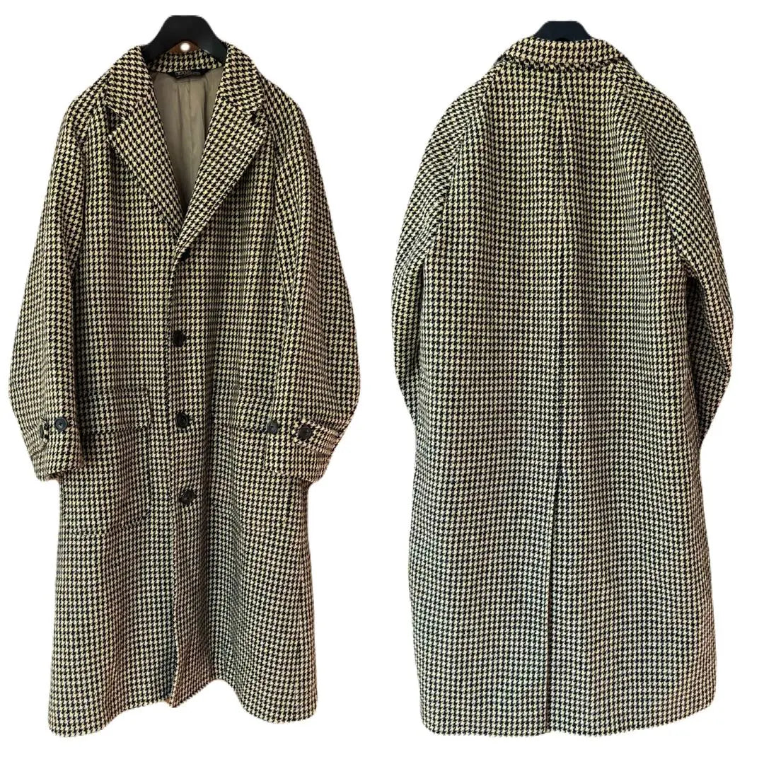 Super Rare 80s USA Made Ralph Lauren Single Sleeve Chester Coat Houndstooth