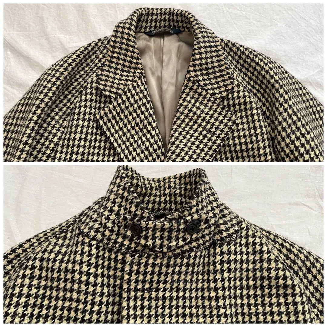 Super Rare 80s USA Made Ralph Lauren Single Sleeve Chester Coat Houndstooth