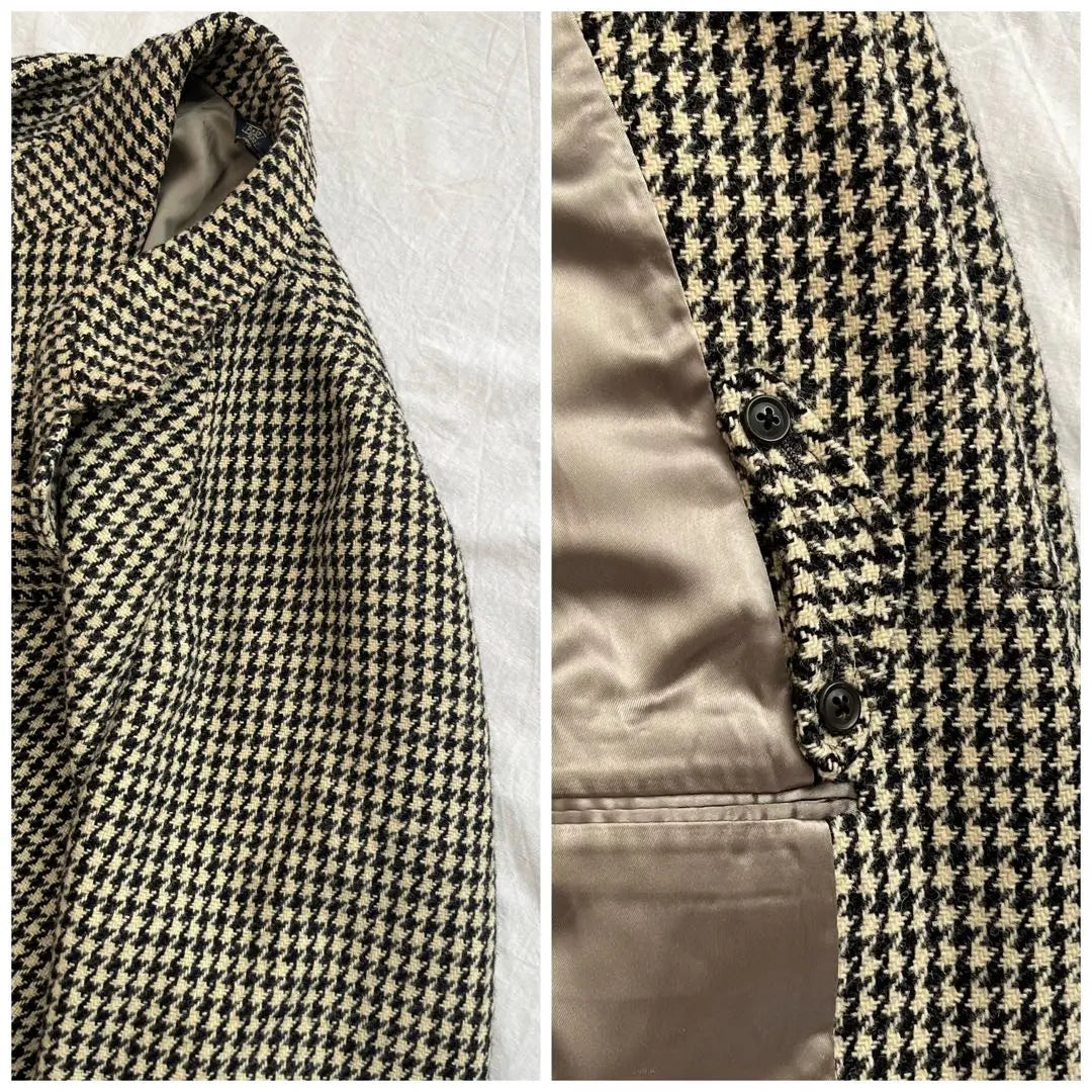 Super Rare 80s USA Made Ralph Lauren Single Sleeve Chester Coat Houndstooth