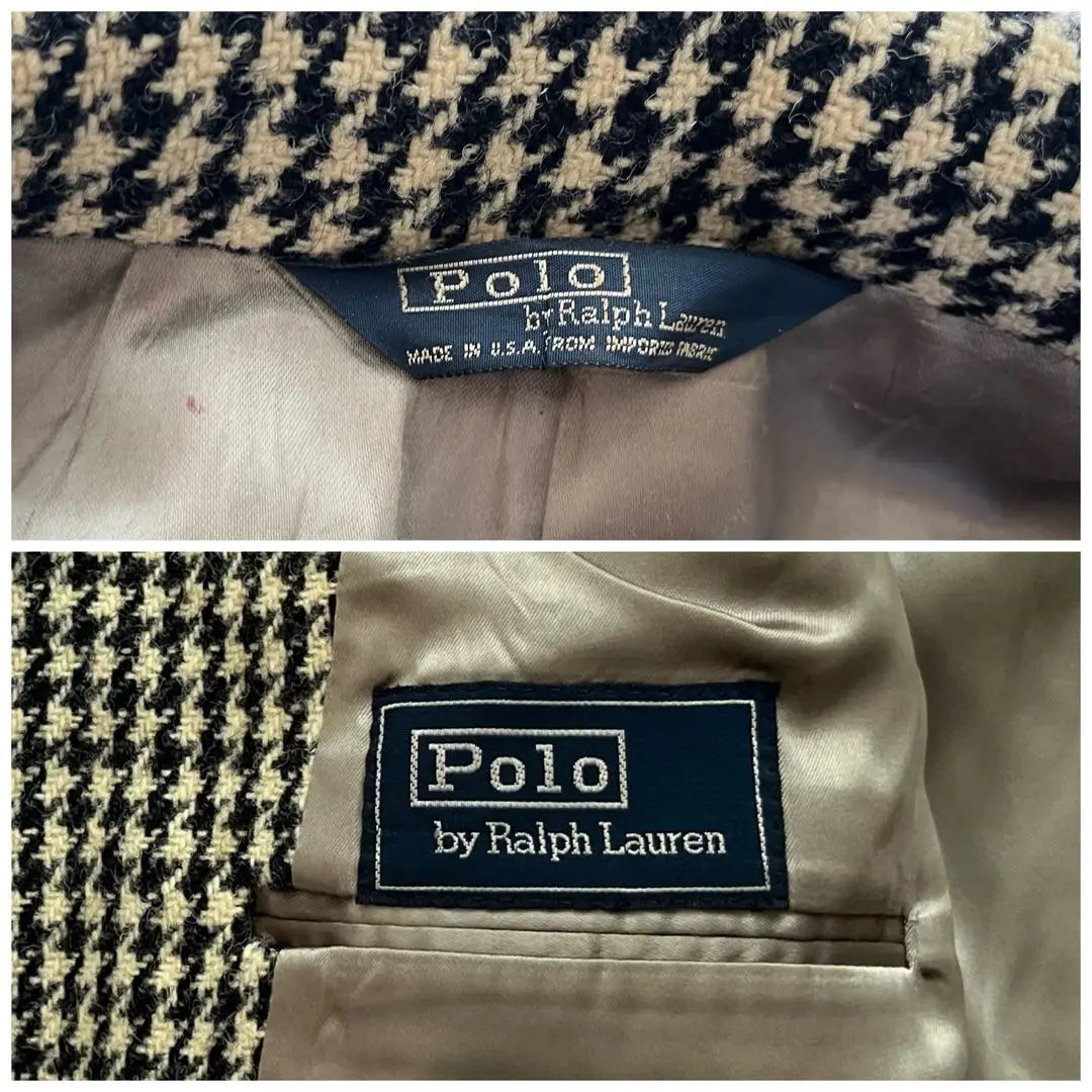 Abrigo Chester de manga única de Ralph Lauren, fabricado en EE. UU., de los años 80, muy raro, con estampado pata de gallo