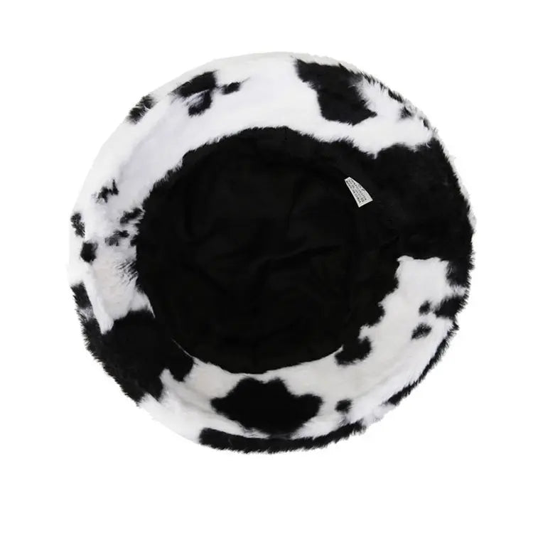 hat korean black cow pattern bucket hat cow autumn bucket hat winter