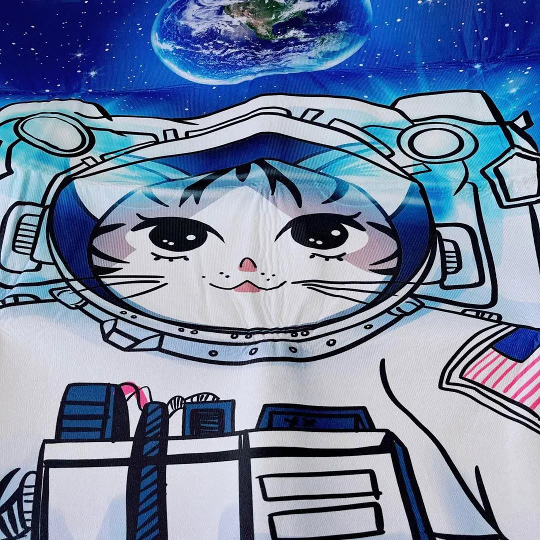 Alfombra rectangular con diseño de gato espacial y astronauta, 100 × 150㎝