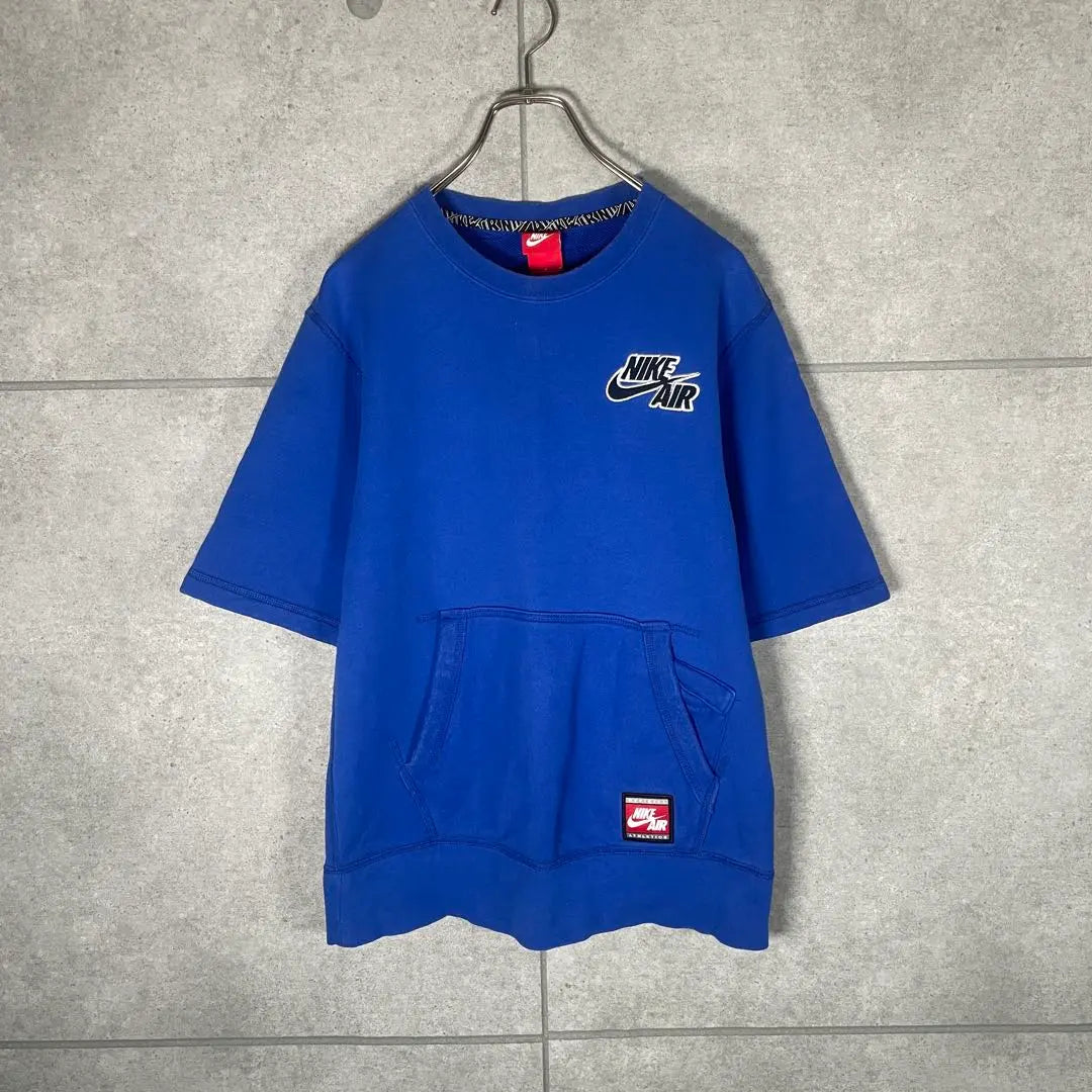 [Ropa usada]Camiseta Nike manga corta sudadera bordada tejido doble bolsillo azul | [古着]NIKE 半袖 Tシャツ 刺繍 スウェット生地 ダブルポケット 青