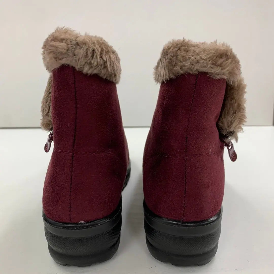 Women's ♡ Boa lining/Different zipper/Boots/24cm ♡ Wine red