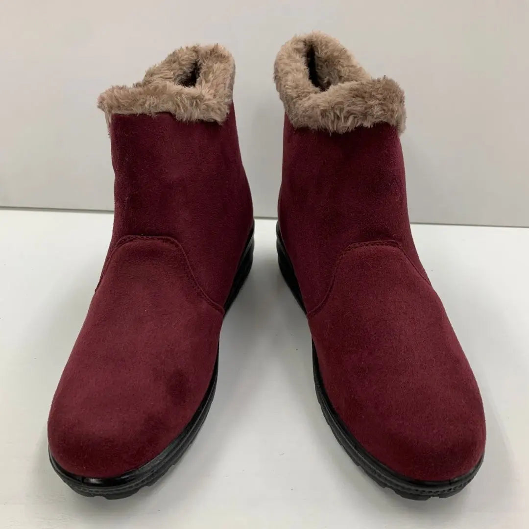 Women's ♡ Boa lining/Different zipper/Boots/24cm ♡ Wine red