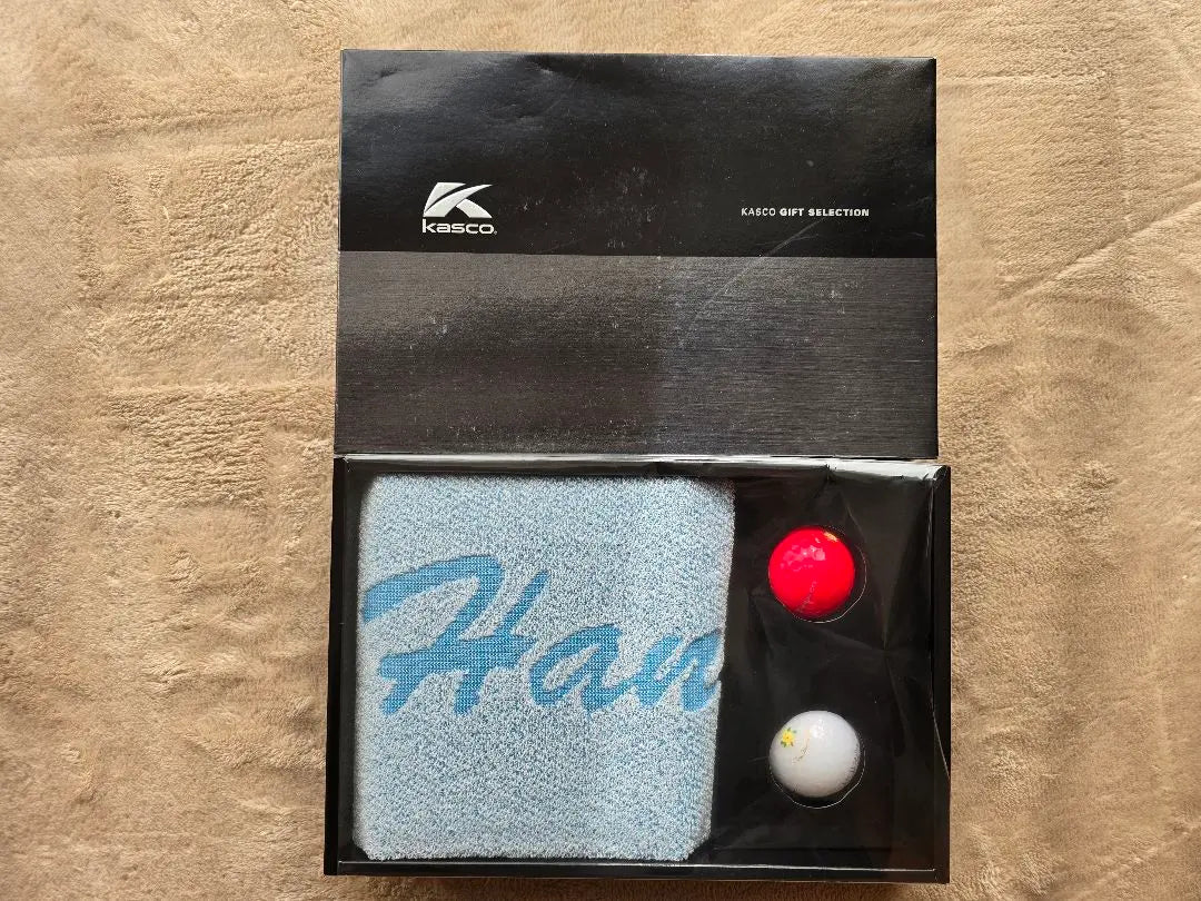 Kasco golf towel and ball set [Kasco flower leaves gift set]