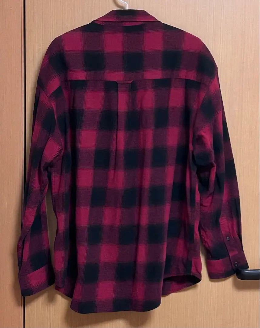 ⭐️Good condition⭐️Long sleeve shirt, checkered pattern, red x black, brushed, men's L