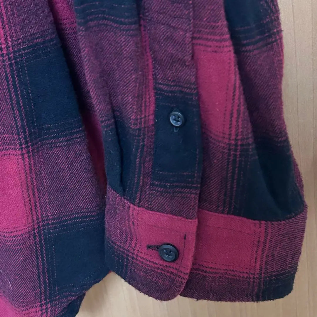 ⭐️Good condition⭐️Long sleeve shirt, checkered pattern, red x black, brushed, men's L