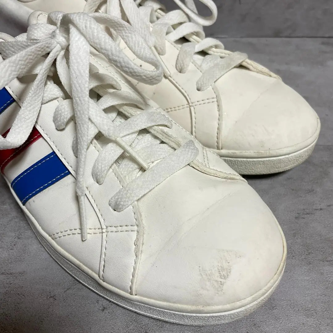 [Adidas] (26) Sneakers, Lace-up, White, Synthetic Leather