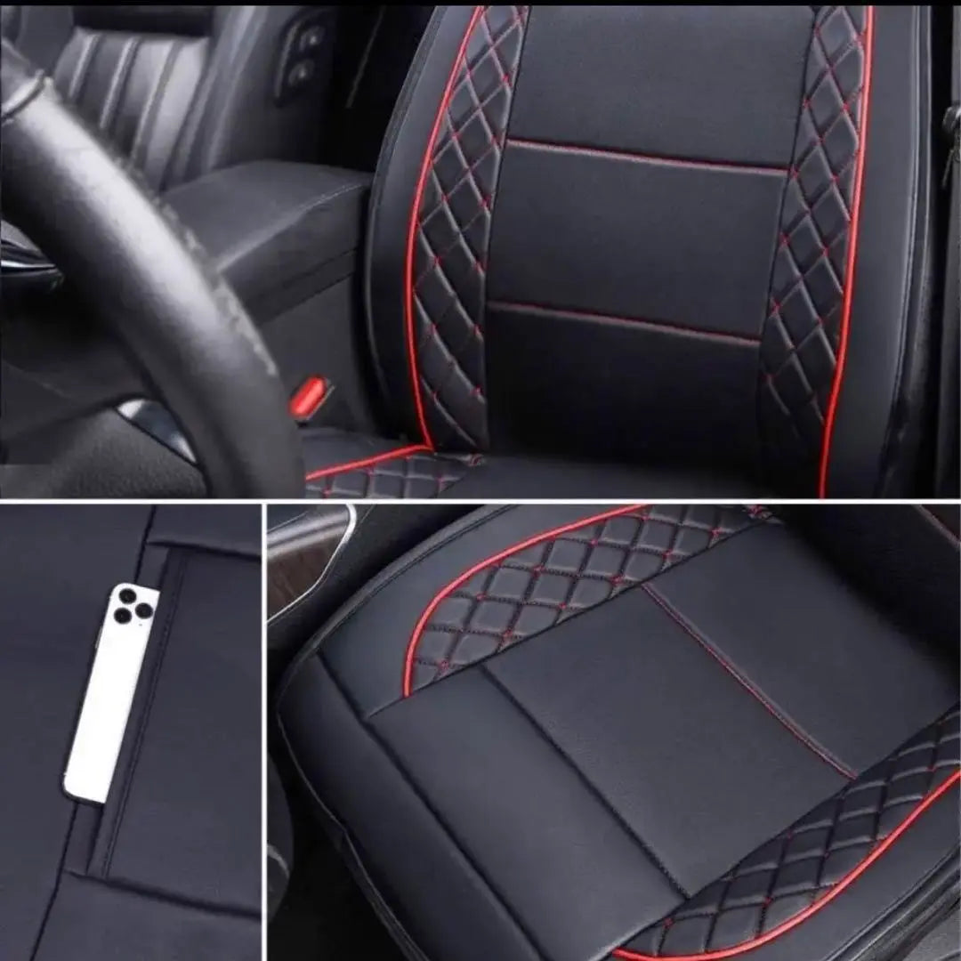 Deluxe Sideless Universal Fit Imitation Leather Seat Cover Black Red