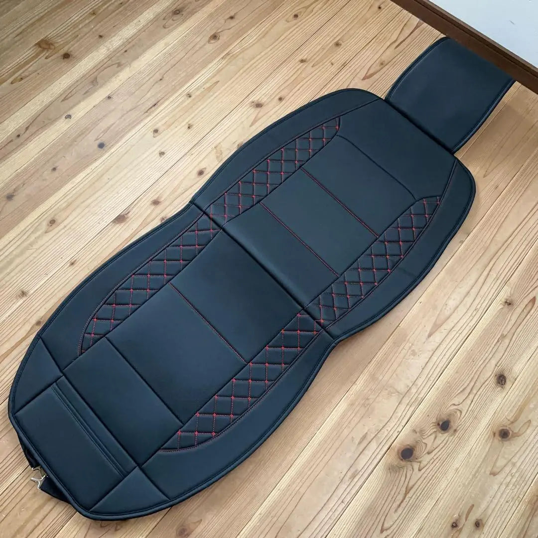 Funda de asiento de cuero sintético de ajuste universal sin laterales de lujo, color negro y rojo