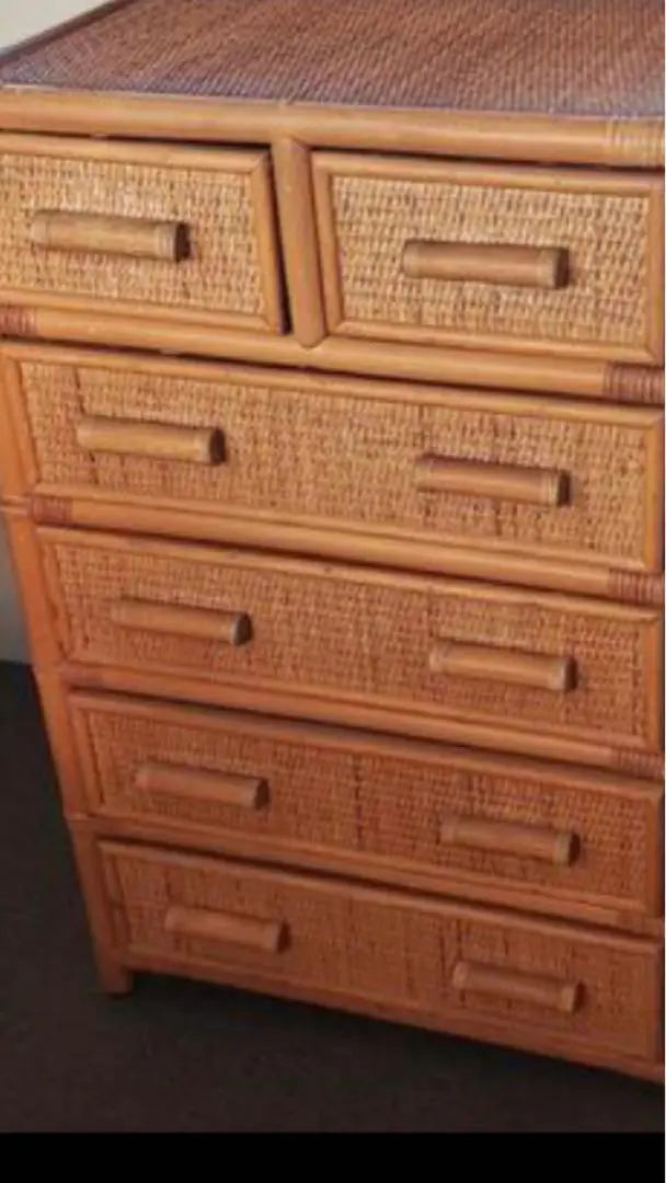 ✨ Beautiful condition✨ High-quality rattan Asian chest☆Sturdy natural rattan material☆Correspondence included, shipping included