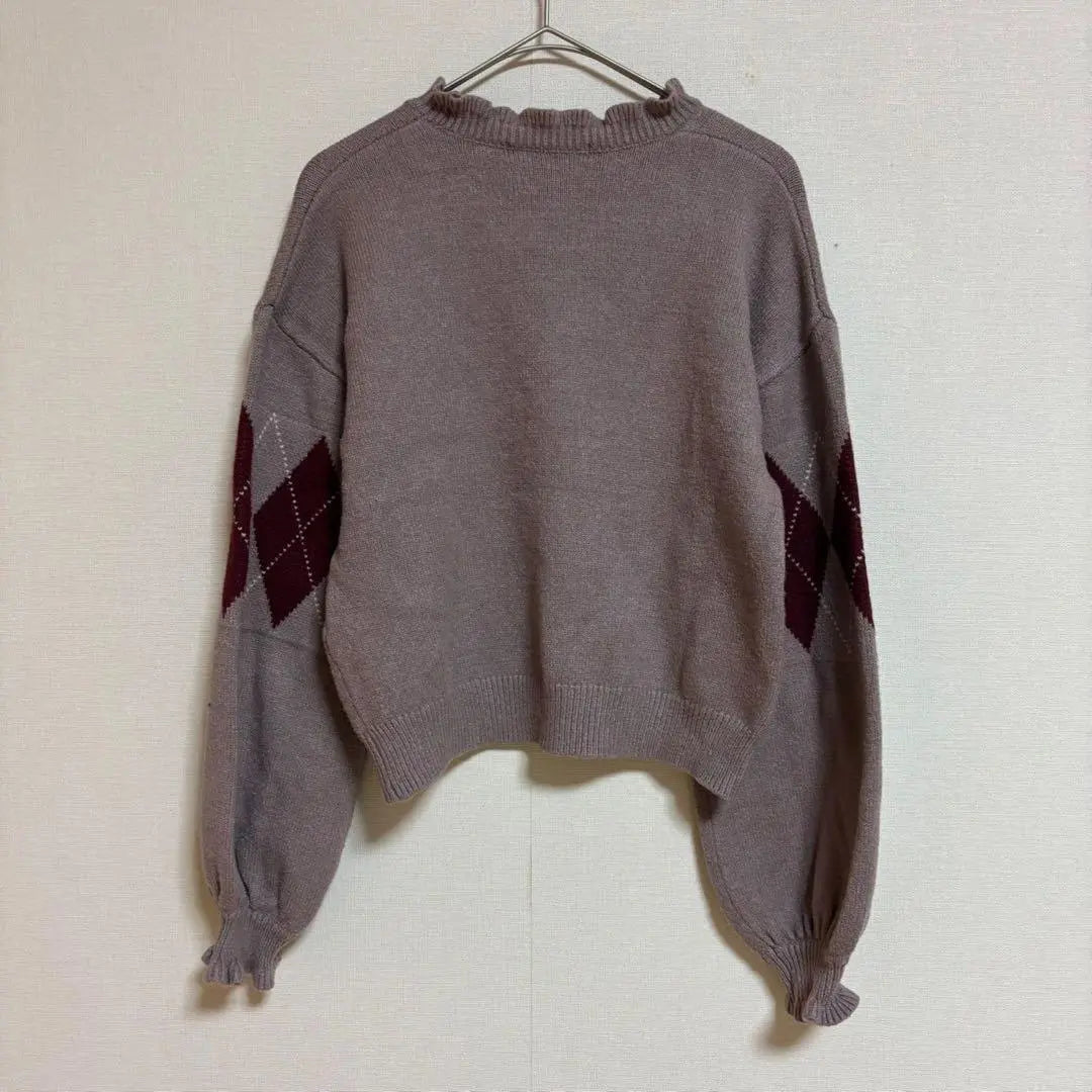 8000☆ as know as Knit sweater High neck Ruffles Long sleeves