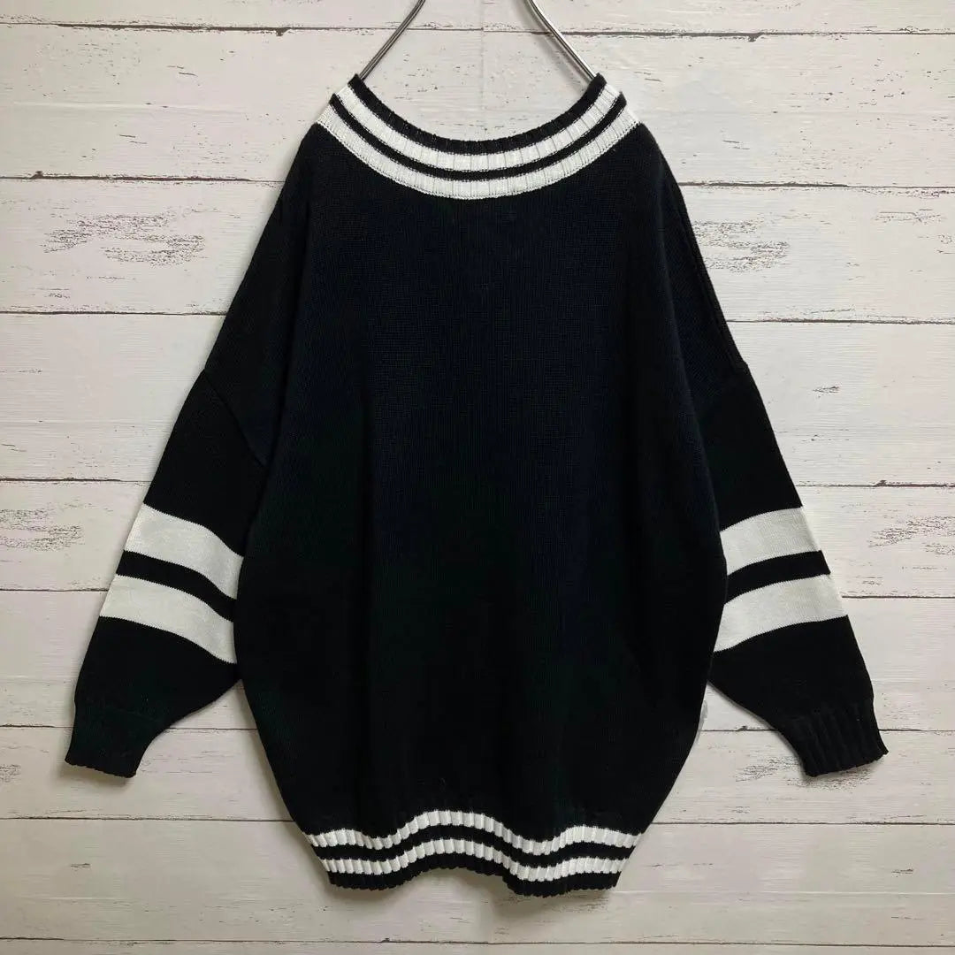 [Equivalente a talla L] Glamour histérico ☆ His Girl Black Black Knit V neck | 【Lサイズ相当】ヒステリックグラマー☆ヒスガール 黒 ブラック ニット Vネック