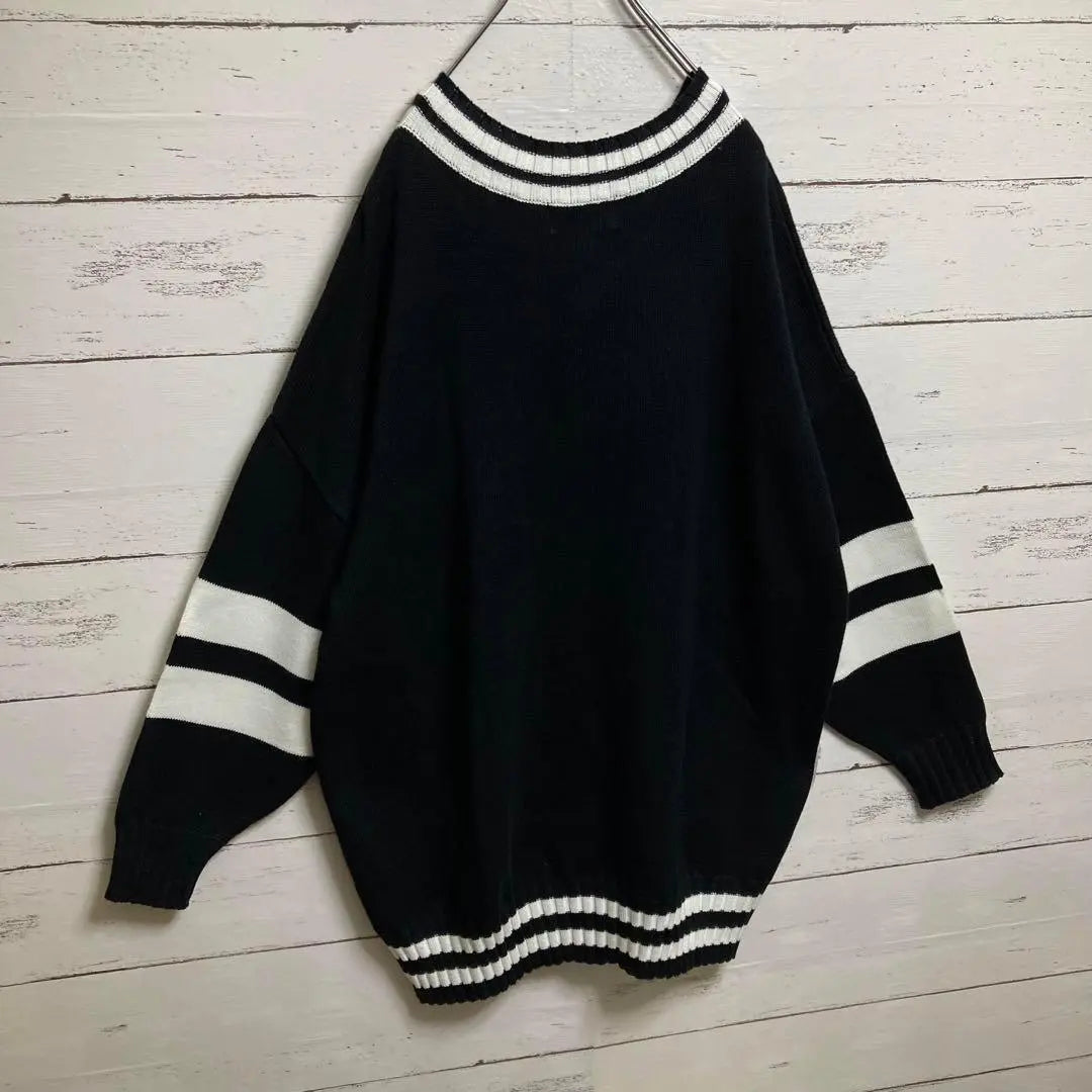 [Equivalente a talla L] Glamour histérico ☆ His Girl Black Black Knit V neck | 【Lサイズ相当】ヒステリックグラマー☆ヒスガール 黒 ブラック ニット Vネック