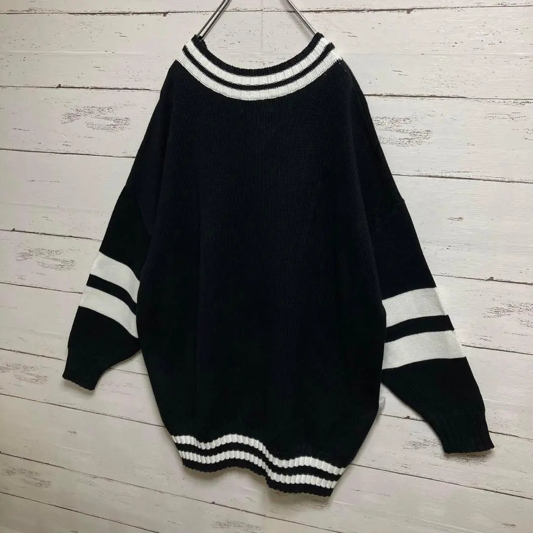 [Equivalente a talla L] Glamour histérico ☆ His Girl Black Black Knit V neck | 【Lサイズ相当】ヒステリックグラマー☆ヒスガール 黒 ブラック ニット Vネック