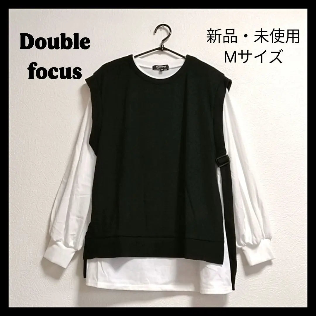 ¡Novedad y súper barata! Conjunto de 2 camisetas de manga larga DOUBLEFOCUS Best en negro ✕ blanco м