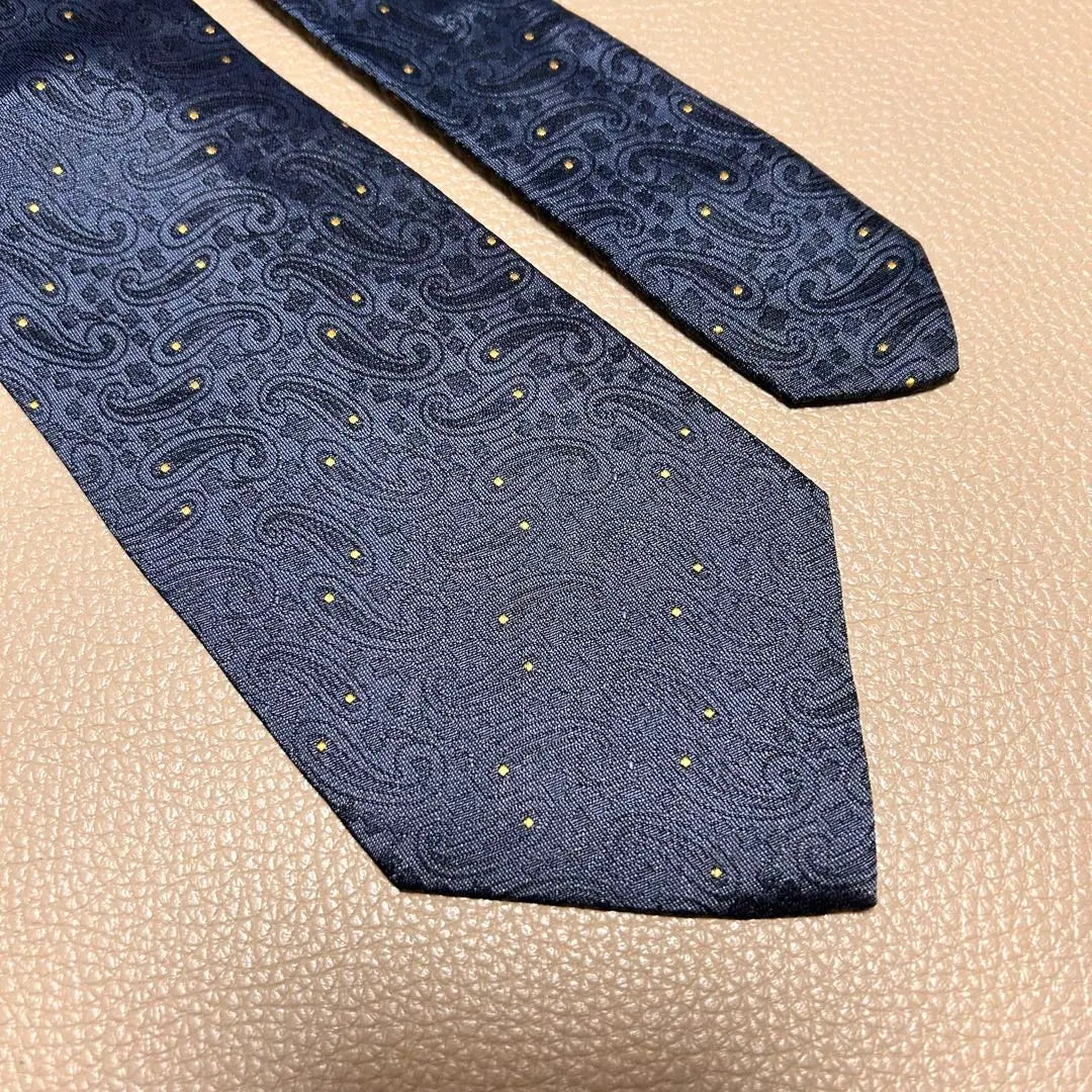 Yves Saint Laurent tie striped dot check navy navy