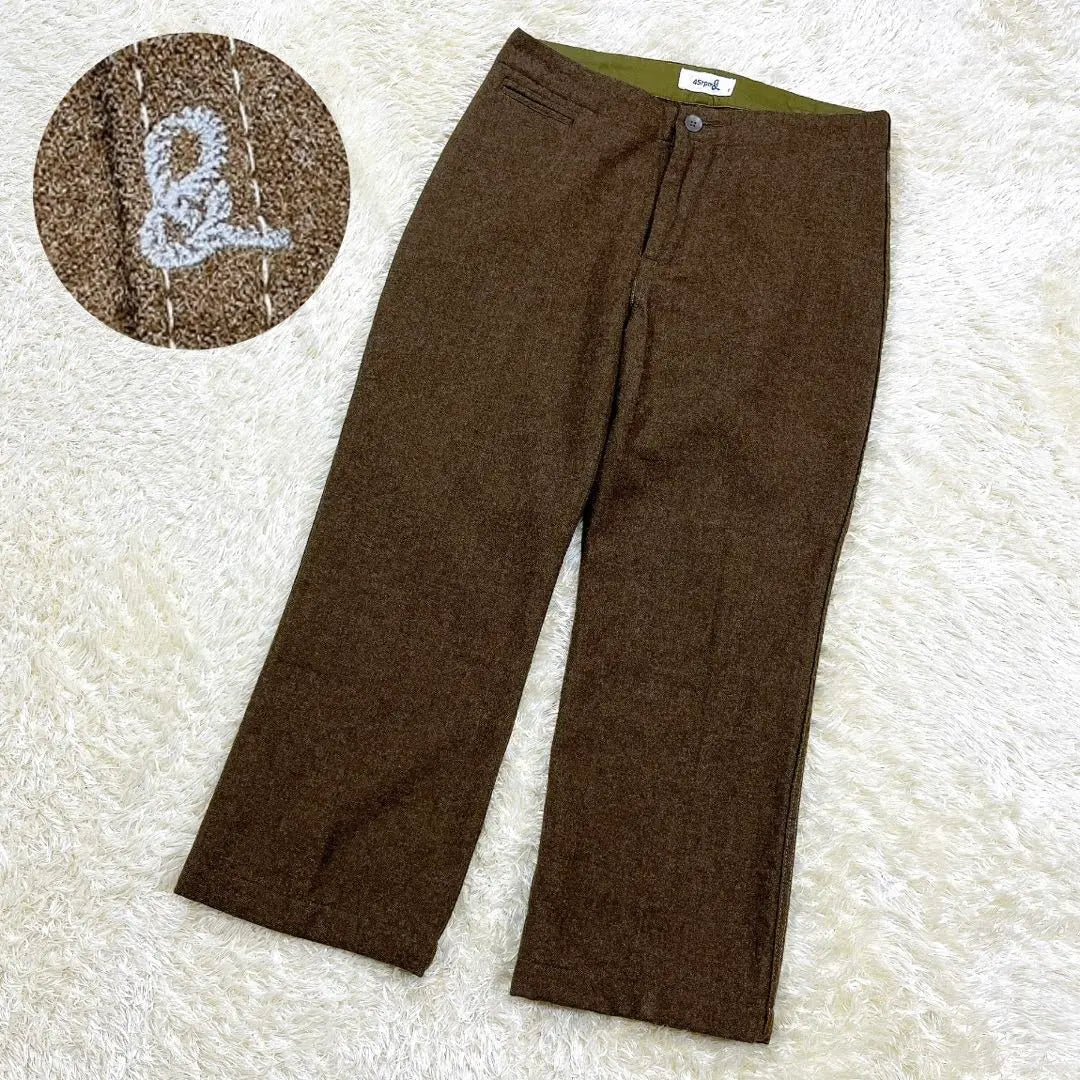 ✨ Extreme beautiful goods ✨ 45RPM Wool Pants Logo Embroidery Khaki Slacks