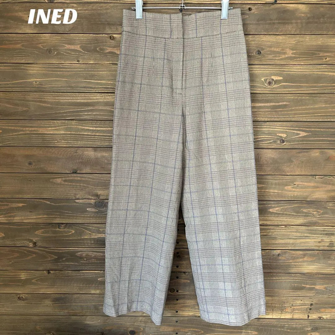 ♦︎【INED】INED slacks wide pants houndstooth lattice, made in Japan M