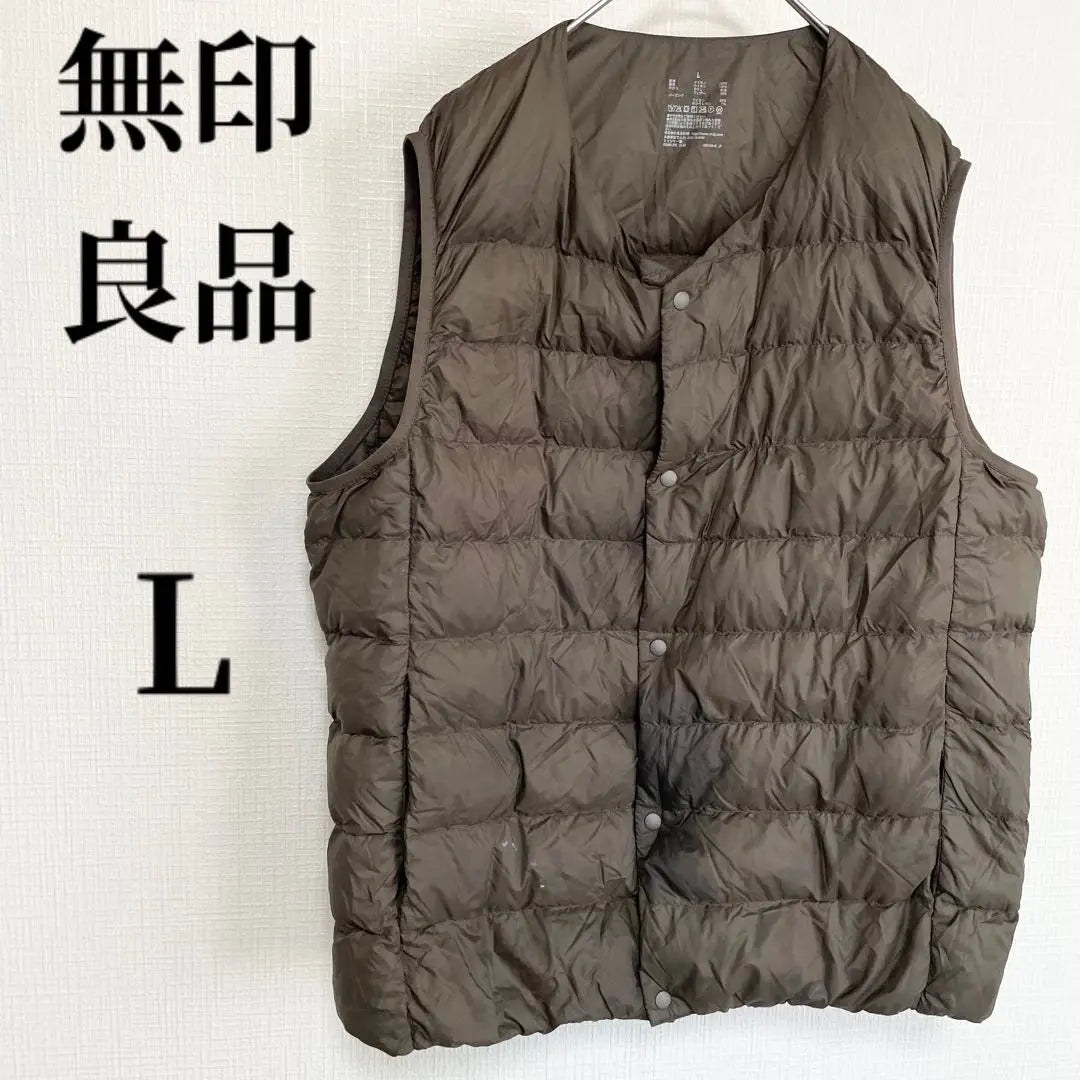 MUJI Inner Down Vest [L] Khaki Cold Wear Autumn/Winter Casual