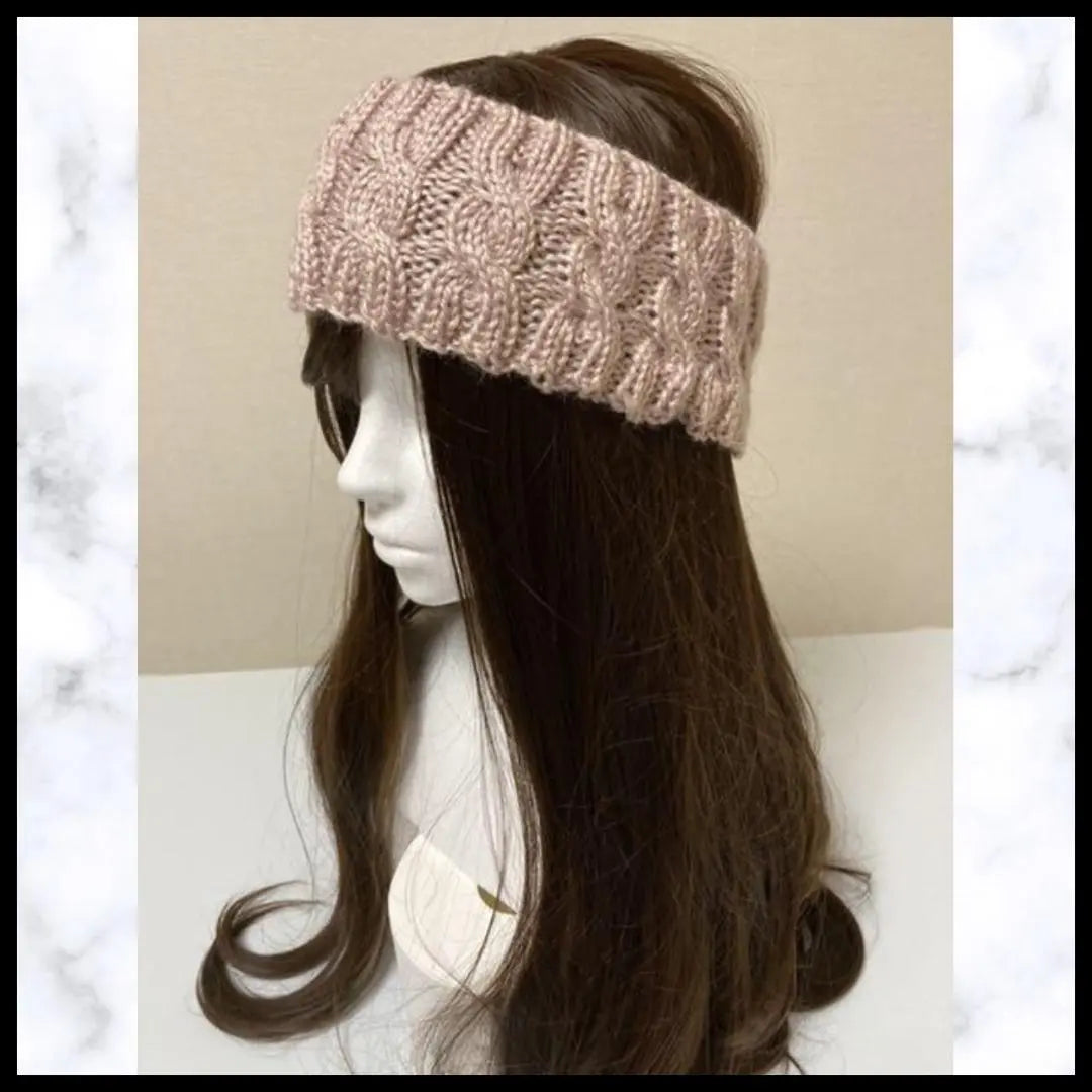 36 Hairband, Pearl Beige, Hand-knitted, Alan Pattern, Handmade, Hair Turban